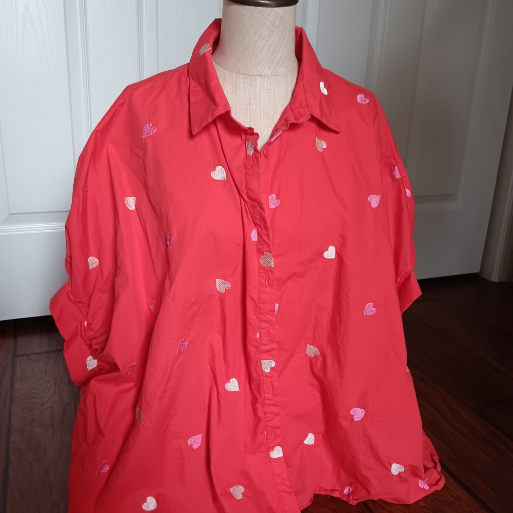 Red Heart Patterned Blouse